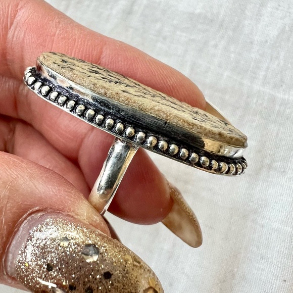 925 Psilomelane Dendrite Earthy Elegant Ring 8.25 - Picture 4 of 9